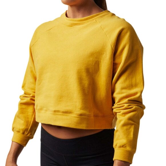 Born Primitive Unmatched Cropped Crewneck Sweatshirt Mustard Yellow Size Medium - Picture 1 of 9